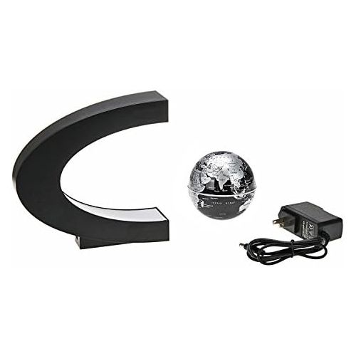  [아마존베스트]Floating Globe with LED Lights C Shape Magnetic Levitation Floating Globe World Map for Desk Decoration (Black)