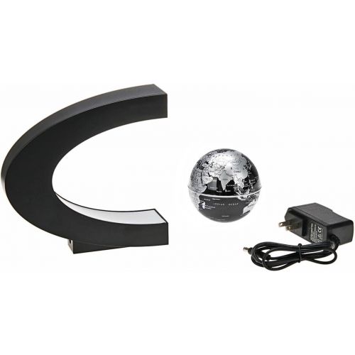  [아마존베스트]Floating Globe with LED Lights C Shape Magnetic Levitation Floating Globe World Map for Desk Decoration (Black)