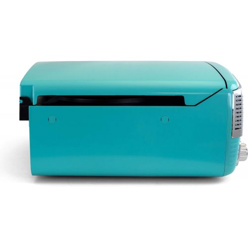  Trexonic Retro Record Player with Bluetooth, CD Players, and 3-Speed Turntable in Turquoise