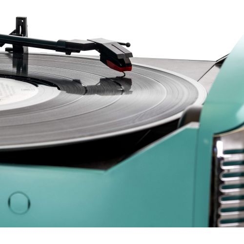  Trexonic Retro Record Player with Bluetooth, CD Players, and 3-Speed Turntable in Turquoise