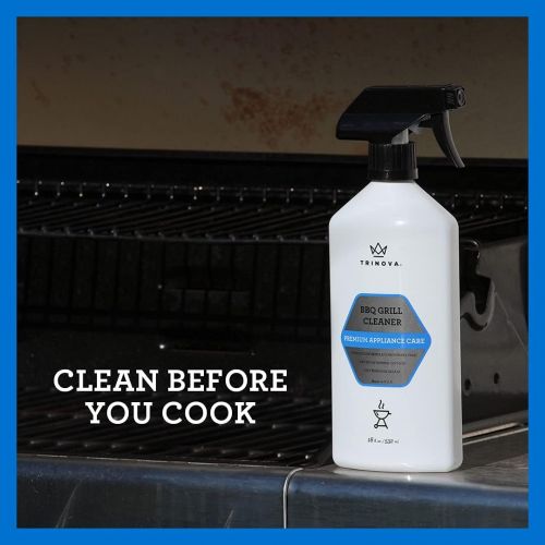  TriNova BBQ Grill Cleaning Spray Degreaser Cleaning Solution For Grates On Gas, Wood, Oil, Stone, Brick, or Propane Grills, Professional Strength, Eco Friendly, 18oz