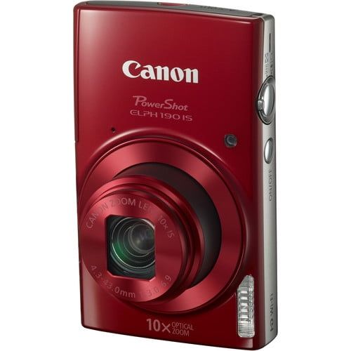  TriStateCamera Canon PowerShot ELPH 190 Digital Camera Red 1087C001 10X Optical Zoom - 32GB Kit