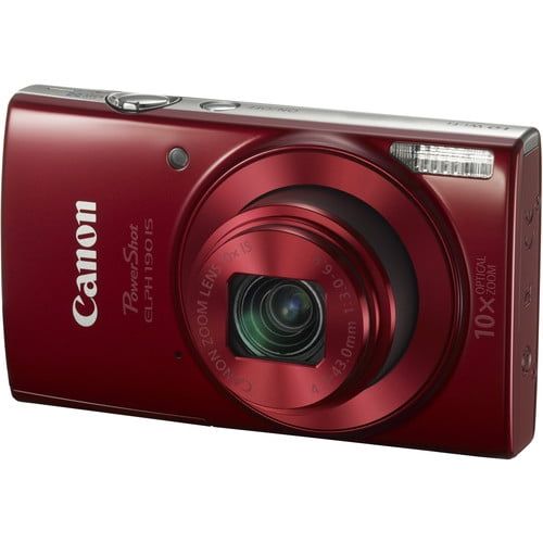  TriStateCamera Canon PowerShot ELPH 190 Digital Camera Red 1087C001 10X Optical Zoom - 32GB Kit