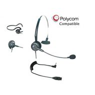 Polycom Compatible Tria VoIP Headset Bundle | Telephone Interface Included | Earwrap, Headband and Neckband | For SoundPoint Polycom Phones with 2.5mm Headset Jack: SE220, SE225,
