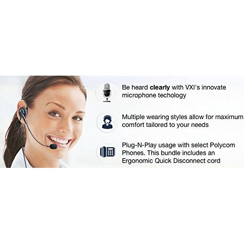  Polycom Compatible Tria VoIP Headset Bundle | Telephone Interface Included | Earwrap, Headband and Neckband | For SoundPoint Polycom Phones with 2.5mm Headset Jack: SE220, SE225,