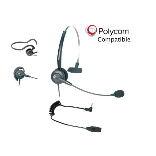  Polycom Compatible Tria VoIP Headset Bundle | Telephone Interface Included | Earwrap, Headband and Neckband | For SoundPoint Polycom Phones with 2.5mm Headset Jack: SE220, SE225,