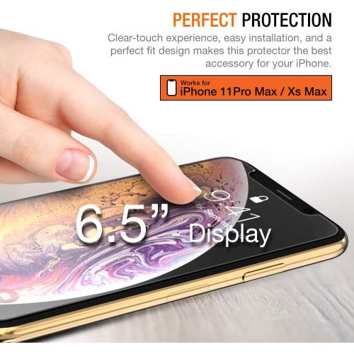  [아마존베스트]Trianium (3 Packs) Screen Protector Designed for Apple iPhone XS Max 2018 Premium HD Clarity 0.25mm Tempered Glass Screen Protector with Easy Installation Alignment Case Frame[3D T