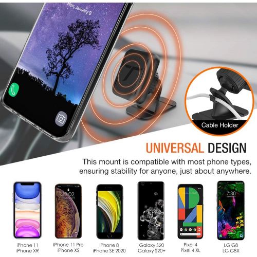  [아마존베스트]Trianium Magnetic Car Phone Mount for iPhone XS Max XR X 8 7 6s 6 Plus,Galaxy S10 5G S10+ S10e S9 S8 Edge Note 9,LG G7 ThinQ,Pixel 3 XL[Stick On Dashboard Holder 3M Adhesive Bendab