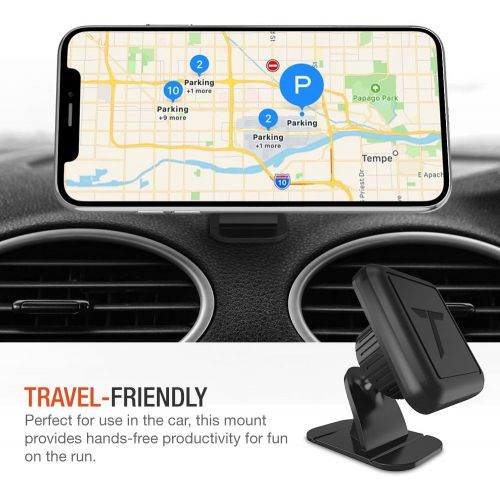  [아마존베스트]Trianium Magnetic Dash Car Mount Phone Holder Desk Stand Compatible with iPhone, Samsung, Huawei, Nokia, LG, Moto Smartphone, Stick-on Dashboard 3M-Adhesive Bendable Base and Metal