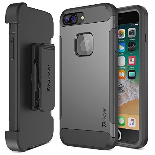  [아마존베스트]Trianium iPhone 8 Plus Case [Duranium Series] with Holster Case Heavy Duty Cover and Built-in Screen Protector for Apple iPhone8 Plus Phone (2017) Belt Clip Kickstand [Full Body Pr