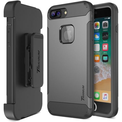  [아마존베스트]Trianium iPhone 8 Plus Case [Duranium Series] with Holster Case Heavy Duty Cover and Built-in Screen Protector for Apple iPhone8 Plus Phone (2017) Belt Clip Kickstand [Full Body Pr