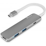 USB C Hub Adapter, Trianium Aluminum Multi Port Charger Dock USB Type C to HDMIUSB C  2 USB-A 3.0 Port [Pass-Through Charging] for MacBook Pro,Chromebook, Phone,Hard Flash Drive,