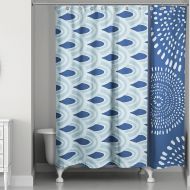 Tribal Color Block Shower Curtain in Blue