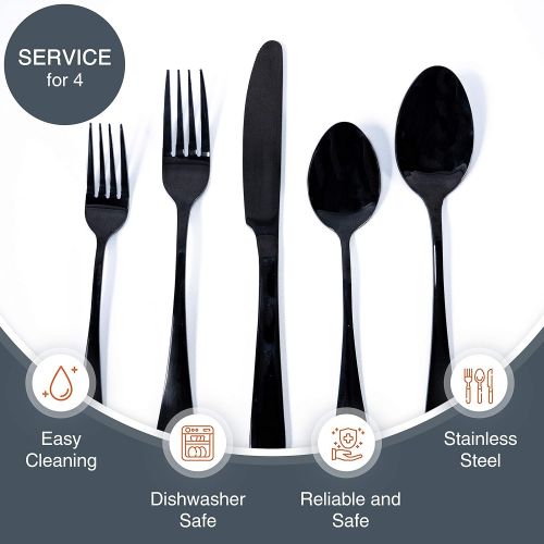  [아마존베스트]Tribal Cooking 20 Piece Stainless Steel Silverware Set - Elegant Flatware Set With Forks, Knives, & Spoons - Premium Versatile Kitchen Silverware With a Stunning Polished Finish -