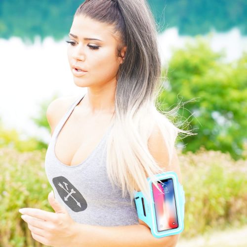  [아마존베스트]Tribe TRIBE Water Resistant Cell Phone Armband Case for iPhone X, Xs, 8, 7, 6, 6S Samsung Galaxy S9, S8, S7, S6, A8 with Adjustable Elastic Band & Key Holder for Running, Walking, Hiking