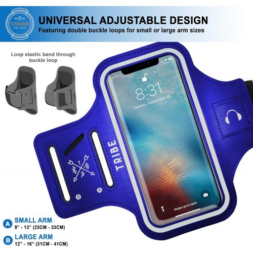  [아마존베스트]Tribe TRIBE Water Resistant Cell Phone Armband Case for iPhone X, Xs, 8, 7, 6, 6S Samsung Galaxy S9, S8, S7, S6, A8 with Adjustable Elastic Band & Key Holder for Running, Walking, Hiking