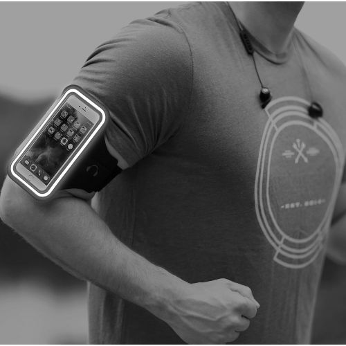  [아마존베스트]Tribe Phone Armband, Cell Phone Holder for Running with Key Holder, Fits iPhone Xs MAX/XR/8+/7+/6+ Galaxy S9+/S8+/Note and Similar Sized Large Phones, Black