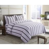 Printed Flannel 3 Piece Stripe Duvet Cover Set by Tribeca Living