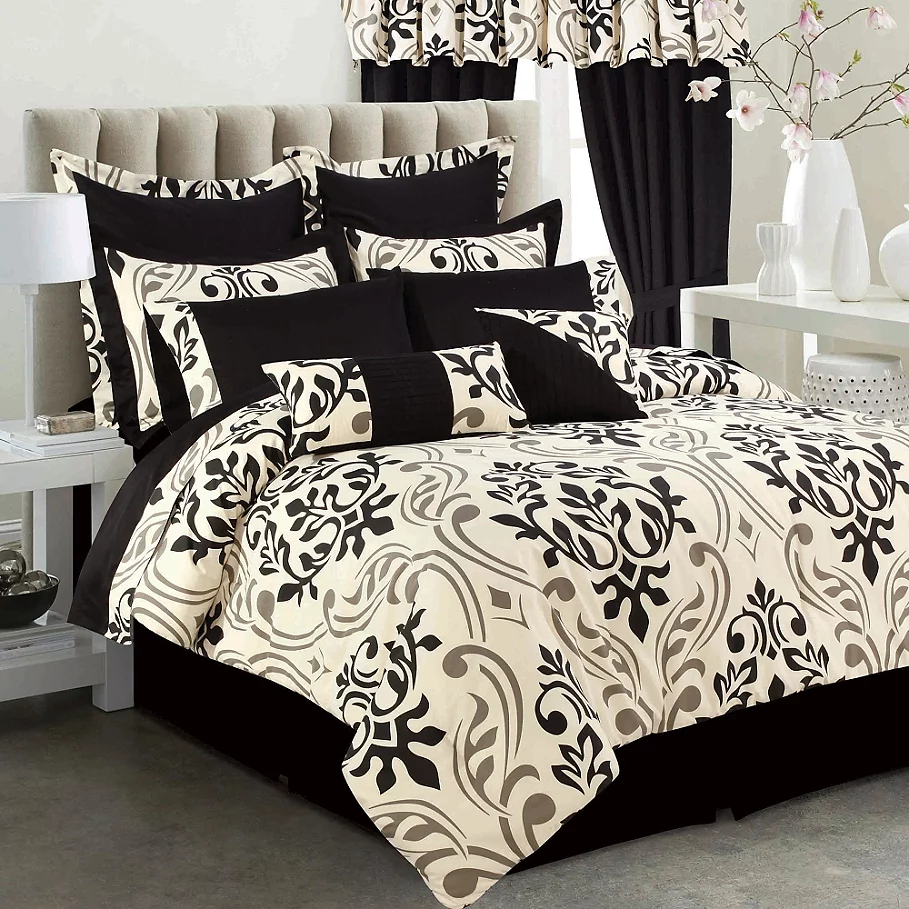 Tribeca Living Prague 12-Piece Comforter Set in BlackTaupe