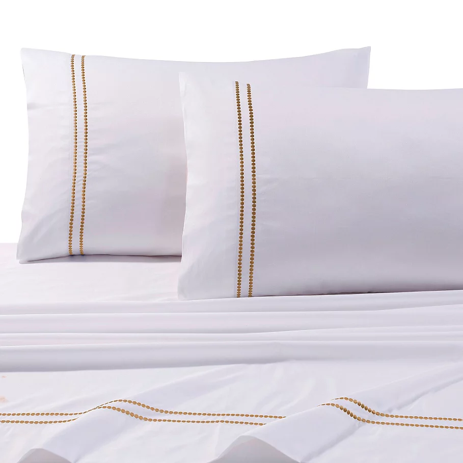  Tribeca Living 400-Thread-Count Premium Cotton Dot Pillowcases (Set of 2)