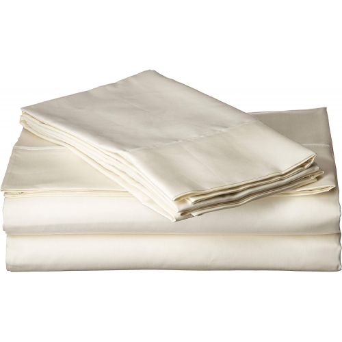  Tribeca Living Egyptian Cotton Sateen 600 Thread Count 25 Deep Pocket Sheet Set King Ivory
