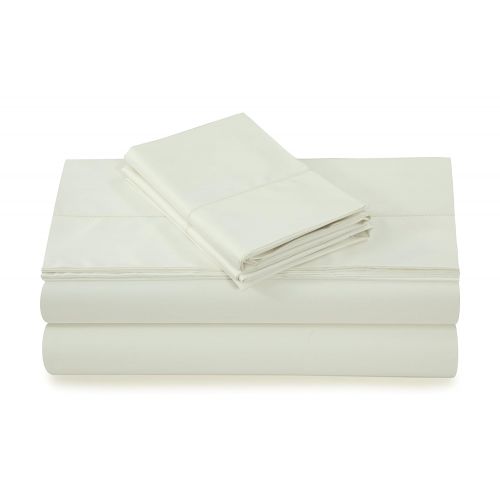  Tribeca Living SAT500SSQUIVOR 500 Thread Count Sateen Deep Pocket Sheet Set, Queen, Ivory