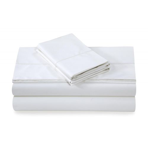  Tribeca Living SAT500SSQUWHIT 500 Thread Count Sateen Deep Pocket Sheet Set, Queen, White