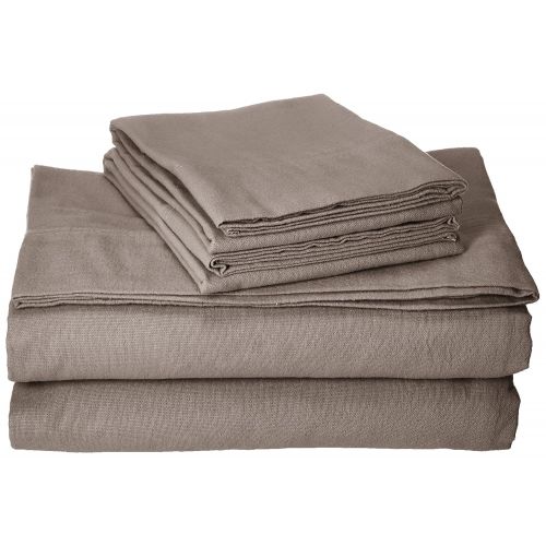  Tribeca Living Luxury Solid Flannel Deep Pocket Sheet Set, California King, Taupe