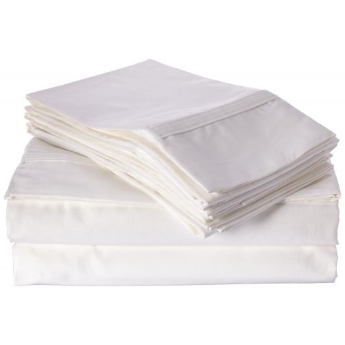  Tribeca Living 500 Thread Count Extra Deep Pocket 6-Piece Egyptian Cotton Sheet Set White Cal King White