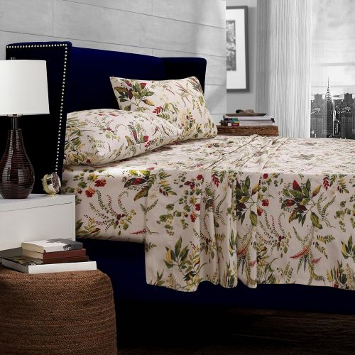  Tribeca Living Maui Printed Deep Pocket Percale Sheet Set, California King, Multicolor