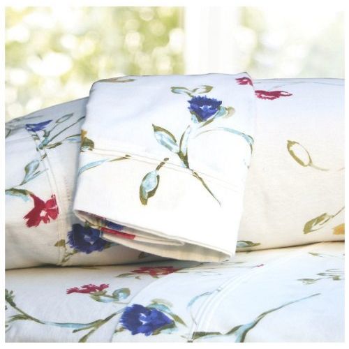  Tribeca Living King Floral Garden Printed Extra Deep Pocket Flannel Sheet Set