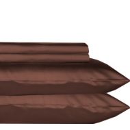 Tribeca Living 600 Thread Count Egyptian Cotton Sateen Extra Deep Pocket Sheet Set, King, Chocolate