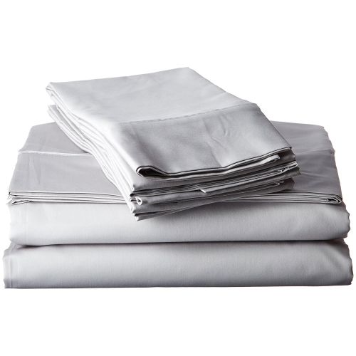  Tribeca Living Egyptian Cotton Sateen 6-Piece 600 Thread Count Deep Pocket Sheet Set, California King, Silver Grey