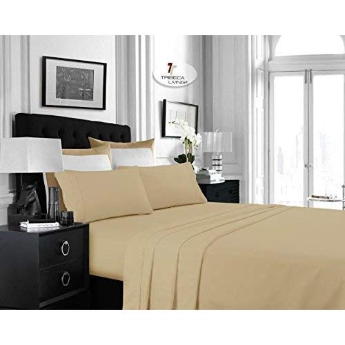  Tribeca Living MF110DPSSQUCA Solid Deep Pocket Sheet Set, Queen, Cashmere