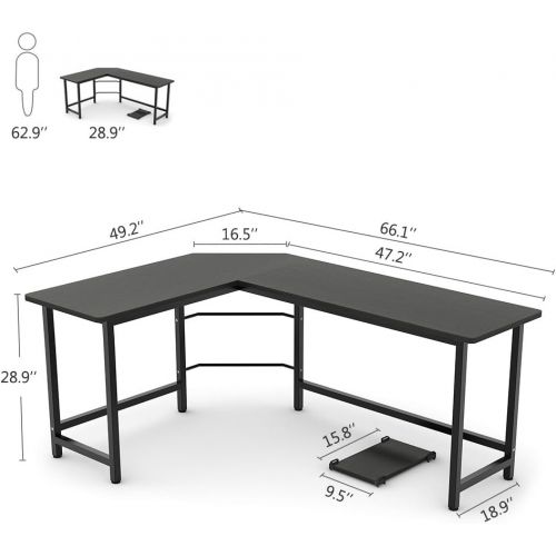  [아마존핫딜][아마존 핫딜] Tribesigns Modern L-Shaped Desk Corner Computer Desk PC Laptop Study Table Workstation Home Office Wood & Metal, Black