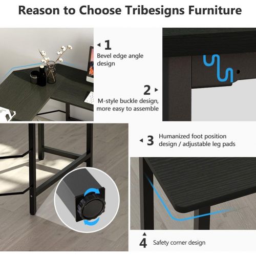  [아마존핫딜][아마존 핫딜] Tribesigns Modern L-Shaped Desk Corner Computer Desk PC Laptop Study Table Workstation Home Office Wood & Metal, Black