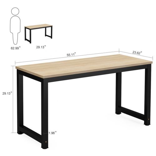  Tribesigns Computer Desk, 55 Large Office Desk Computer Table Study Writing Desk Workstation for Home Office, Light Walnut