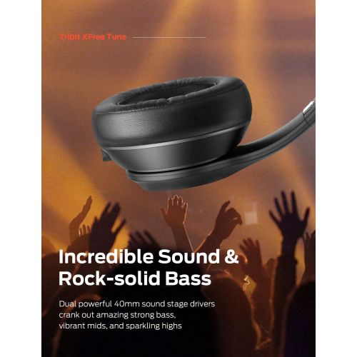  [아마존베스트]Tribit XFree Tune Bluetooth Headphones Over Ear - Wireless Headphones 40 Hrs Playtime, Hi-Fi Stereo Sound with Rich Bass, Built-in Mic, Soft Earmuffs - Foldable Headset with Carry