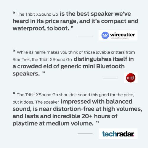  Tribit XSound Go Bluetooth Speakers - 12W Portable Speaker Loud Stereo Sound, Rich Bass, IPX7 Waterproof, 24 Hour Playtime, 66 ft Bluetooth Range & Built-in Mic Outdoor Party Wirel