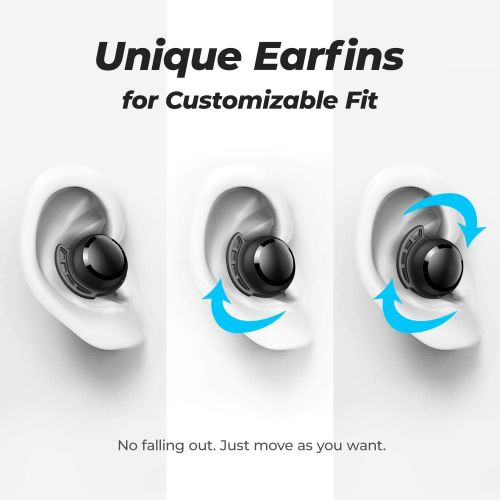  Wireless Earbuds, Tribit 100H Playtime Bluetooth 5.0 IPX8 Waterproof Touch Control True Wireless Bluetooth Earbuds with Mic Earphones in-Ear Deep Bass Built-in Mic Bluetooth Headph
