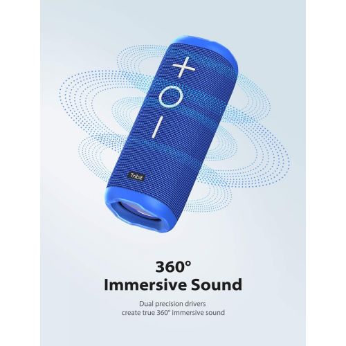  Tribit X-Boom Bluetooth Speaker - 24W Portable Speaker, 360° Full Surround Sound, Enhanced Bass, Wireless Dual Pairing, IPX7 Waterproof, 20-Hour Playtime, 66ft Bluetooth Range Outd