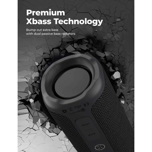  Tribit X-Boom Bluetooth Speaker - 24W Portable Speaker, 360° Full Surround Sound, Enhanced Bass, Wireless Dual Pairing, IPX7 Waterproof, 20-Hour Playtime, 66ft Bluetooth Range Outd