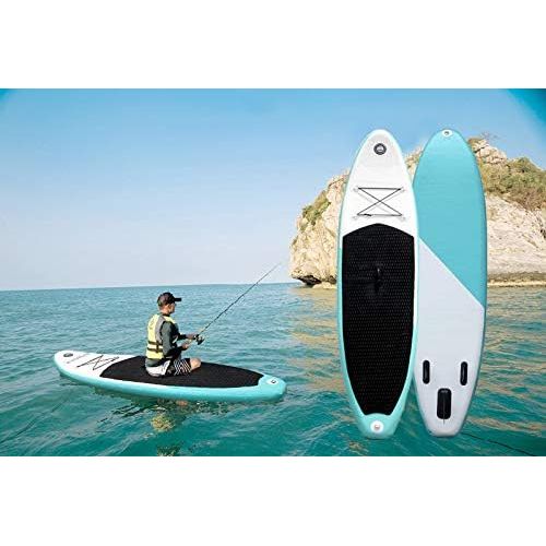  Triclicks SUP Aufblasbares Stand Up Paddle Board Paddling Board Surfboard mit Verstellbares Paddel, Handpumpe mit Druckmesser, Leash, Finner, Rucksack, 300 x 76 x 15cm