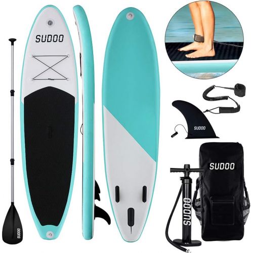  Triclicks SUP Aufblasbares Stand Up Paddle Board Paddling Board Surfboard mit Verstellbares Paddel, Handpumpe mit Druckmesser, Leash, Finner, Rucksack, 300 x 76 x 15cm