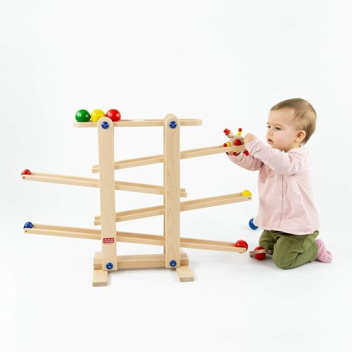  Trihorse Wooden Marble Run, 19 Inches Tall - Sustainable Toys for Toddlers from 1 Year Old - 6 Ball Tracks Made of Premium Beech Wood. Made in EU