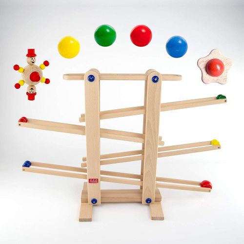  Trihorse Wooden Marble Run, 19 Inches Tall - Sustainable Toys for Toddlers from 1 Year Old - 6 Ball Tracks Made of Premium Beech Wood. Made in EU