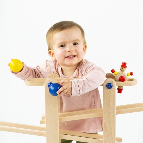  Trihorse Wooden Marble Run, 19 Inches Tall - Sustainable Toys for Toddlers from 1 Year Old - 6 Ball Tracks Made of Premium Beech Wood. Made in EU