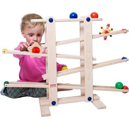  [아마존베스트]Trihorse Wooden Marble Run, 19 Inches Tall - Sustainable Toys for Toddlers from 1 Year Old - 6 Ball Tracks Made of Premium Beech Wood. Made in EU