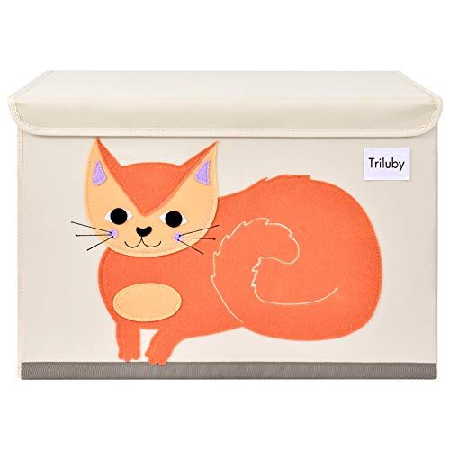  [아마존베스트]Triluby Foldable Animal Large Toy Chest with Flip-Top Lid, Collapsible Fabric Kids Toy Storage Organizer/Bin/Basket/Box/Trunk for Children, Toddler and Baby Nursery Room (Cat)