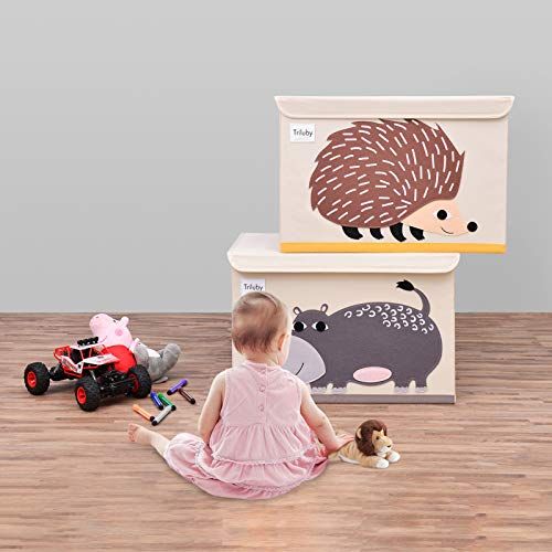  [아마존베스트]Triluby Foldable Animal Large Toy Chest with Flip-Top Lid, Collapsible Fabric Kids Toy Storage Organizer/Bin/Basket/Box/Trunk for Children, Toddler and Baby Nursery Room (Cat)